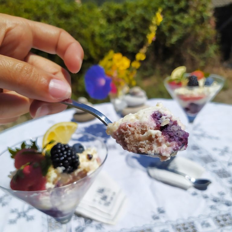tiamisu de frutas del bosque keto sin azucar sin gluten