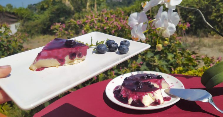 flan keto de vainilla con arandanos