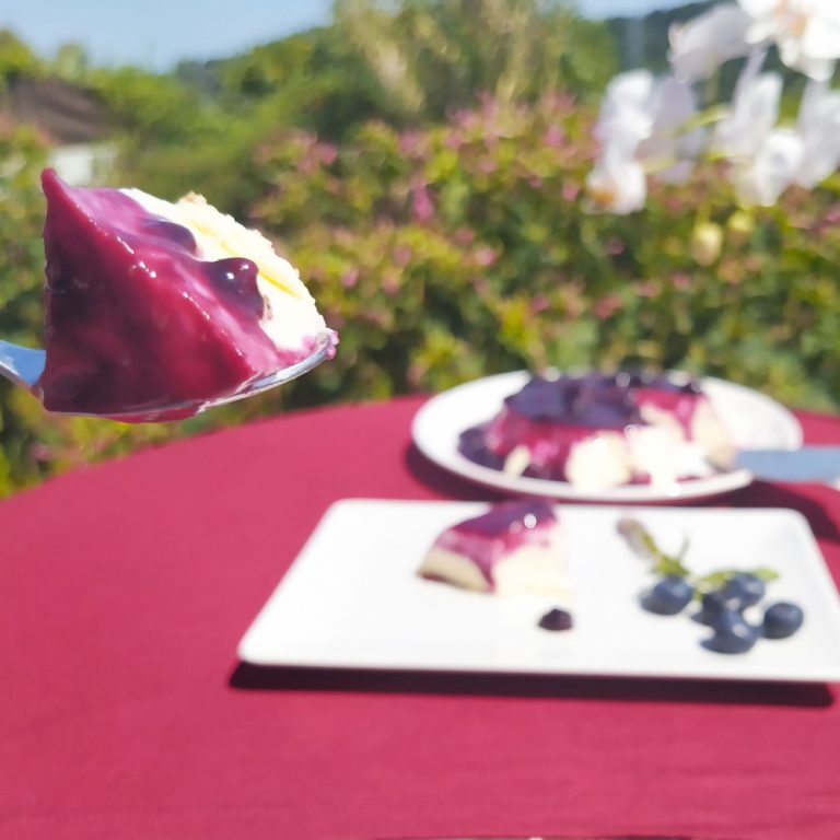 flan keto de vainilla con arandanos
