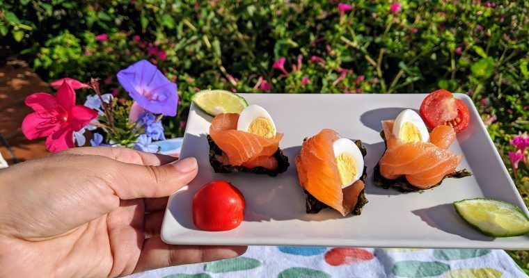 milhojas alga nori salmon paleo keto sin gluten low carb canapé