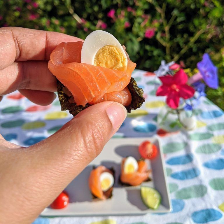 milhojas alga nori salmon paleo keto sin gluten low carb canapé