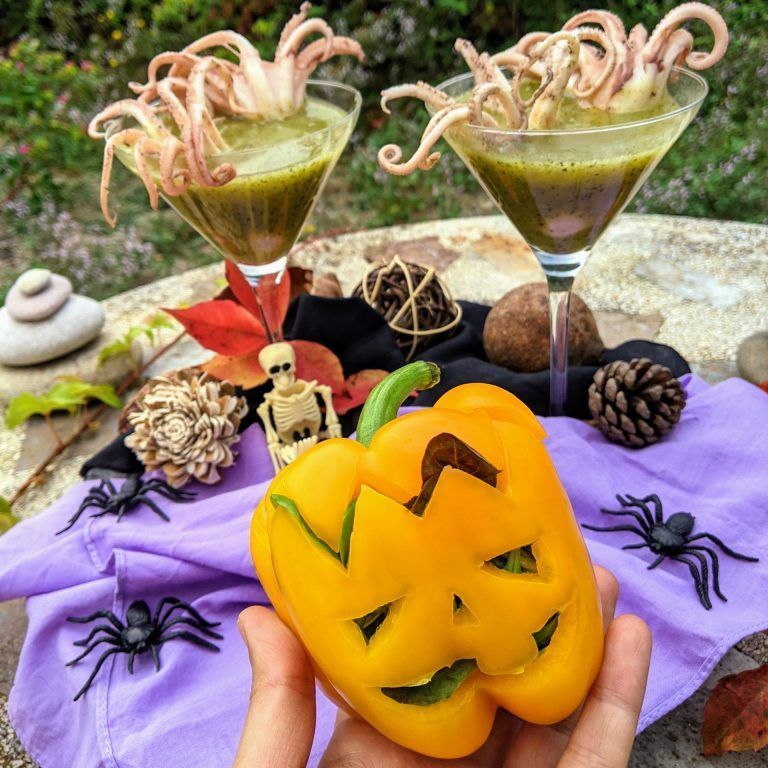 pulpitos en crema de calabacin para halloween