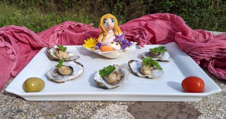 ostras a la plancha venus de arcilla polimérica caricatura