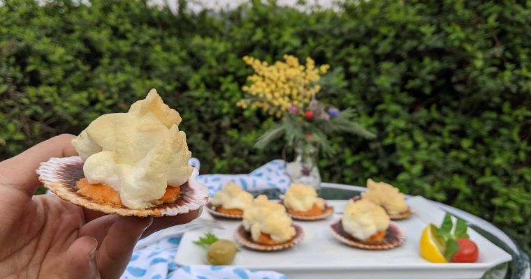 zamburiñas con salsa de coral al horno bajo la nube paleo keto low carb