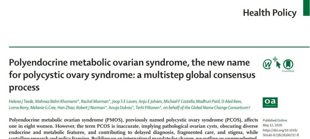articulo the lancet PCOS is renamed to PMOS